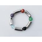 14mm round colorful jade and silver color tube bracelet/bangle