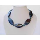 17.5 inches 10*46mm blue agate necklace with moonlight clasp