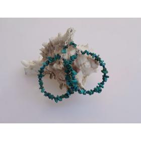 Large-diameter circle turquoise earrings with 925 silver hook