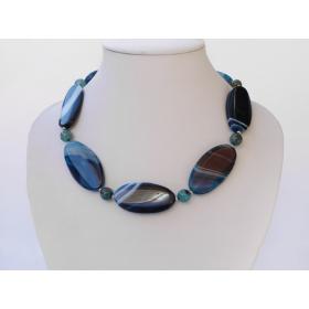 17.5 inches 10*46mm blue agate necklace with moonlight clasp