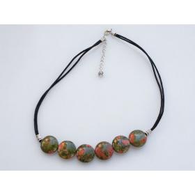 flower and grass stone necklace with extendable chain