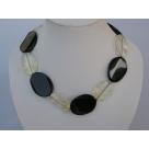 35*40mm black agate and crystal necklace with moonlight clasp