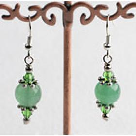 green crystal and jade earrings