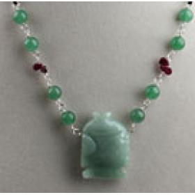 popular jade ball necklace with tropical fish charm
