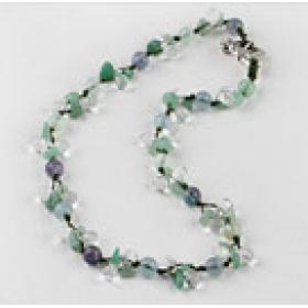 crystal jade and rainbow flourite necklace