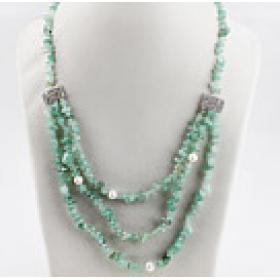 exquisite white pearl jade chips necklace