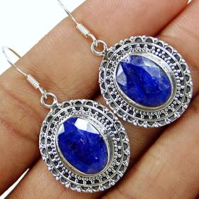Faceted Blue Saphire earring