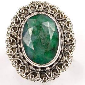 Faceted Natural Emerald Ring