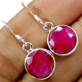 Faceted Natural Ruby Earrings