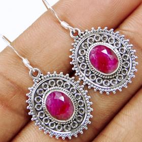 Faceted Natural Ruby Earrings