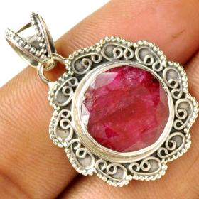 Faceted Natural Ruby Pendant