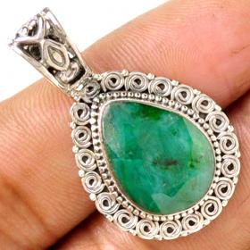 Faceted Natural Emerald Pendant