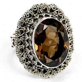 Faceted Smoky Quartz Ring