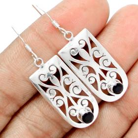 BLACK ONYX CUT EARRINGS