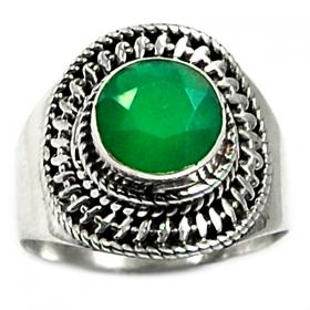 FACETED GREEN ONYX RING