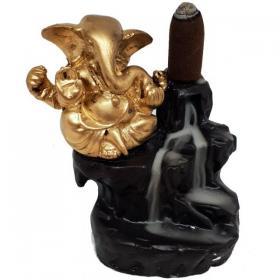 GANESH GOLD BACKFLOW INCENSE BURNER 9.5X8CM