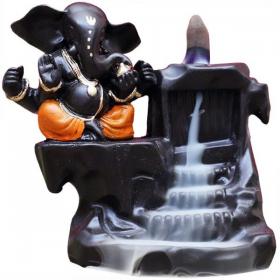 GANESH ORANGE BACKFLOW INCENSE BURNER 16X13CM