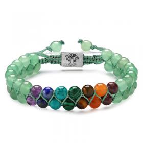Colorful natural stone double-layer bracelet