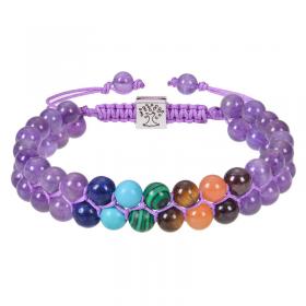 Colorful natural stone double-layer bracelet